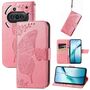 F�r Nothing Phone 3a Kunstleder Schmetterling Handy Tasche H�lle Pink