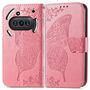 F�r Nothing Phone 3a Kunstleder Schmetterling Handy Tasche H�lle Pink