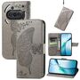 F�r Nothing Phone 3a Kunstleder Schmetterling Handy Tasche H�lle Grau