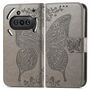 F�r Nothing Phone 3a Kunstleder Schmetterling Handy Tasche H�lle Grau