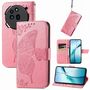 F�r Nothing Phone 3a Pro Kunstleder Schmetterling Tasche H�lle Pink