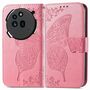 F�r Nothing Phone 3a Pro Kunstleder Schmetterling Tasche H�lle Pink