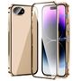 f�r Apple iPhone 16e Beidseitiger Metall Magnet Glas Bumper Gold