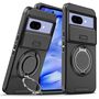 F�r Google Pixel 9a Sliding Kamera TPU PC Magnet Ring H�lle Schwarz
