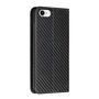 F�r Apple iPhone 16e Carbon Design Magnetisch Kunstleder H�lle Schwarz