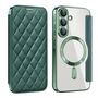 F�r Samsung Galaxy A56 5G Magsafe RFID Kunstleder Schutz H�lle Gr�n