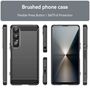 F�r Sony Xperia 1 VII Carbon Brushed Design Textur TPU H�lle Schwarz