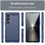 F�r Sony Xperia 1 VII Carbon Brushed Design Textur TPU H�lle Blau