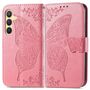 F�r Samsung Galaxy S25 FE 5G Kunstleder Schmetterling Book H�lle Pink