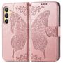 F�r Samsung Galaxy S25 FE 5G Kunstleder Schmetterling Book H�lle Rosa