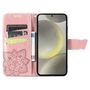 F�r Samsung Galaxy S25 FE 5G Kunstleder Schmetterling Book H�lle Rosa