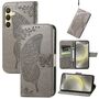 F�r Samsung Galaxy S25 FE 5G Kunstleder Schmetterling Book H�lle Grau