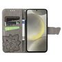 F�r Samsung Galaxy S25 FE 5G Kunstleder Schmetterling Book H�lle Grau