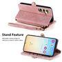 F�r Samsung Galaxy S25 FE 5G Kunstleder Design Zipper Book H�lle Rosa