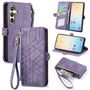 F�r Samsung Galaxy S25 FE 5G Kunstleder Design Zipper Book H�lle Lila