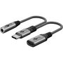 Goobay Adapter USB-C auf USB-C + 3,5 mm Klinke (AUX) Schwarz/Grau