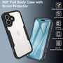 F�r Apple iPhone 17 Full Body 360 Grad Acryl Hybrid TPU H�lle Schwarz