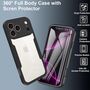 F�r Apple iPhone 17 Pro Full Body 360 Grad Acryl TPU H�lle Schwarz