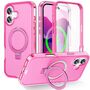 F�r Apple iPhone 17 Skin Feel MagSafe Ring Halter 360 Grad H�lle Pink
