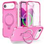 F�r Apple iPhone 17 Air Skin Feel MagSafe Ring Halter 360 H�lle Pink