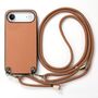 F�r Apple iPhone 17 Air Carbon Design Leder H�lle Umh�ngeband Braun