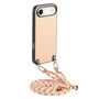 F�r Apple iPhone 17 Air Carbon Design Leder H�lle Umh�ngeband Beige