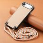 F�r Apple iPhone 17 Air Carbon Design Leder H�lle Umh�ngeband Beige