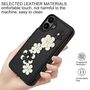 Fr Apple iPhone 17 Hlle aus Kunstleder mit Blumenmuster Schwarz