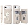 Fr Apple iPhone 17 Air Hlle Crossbody Kunstleder Blumenmuster Wei