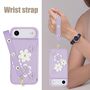 F�r Apple iPhone 17 Air Crossbody Kunstleder Blumenmuster H�lle Lila
