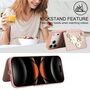 F�r Apple iPhone 17 Pro Max Crossbody Kunstleder Blume H�lle Rose Gold