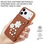 F�r Apple iPhone 17 Pro Max Crossbody Kunstleder Blumen H�lle Braun