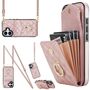 F�r Apple iPhone 17 Crossbody Kunstleder Rhombic H�lle Rose Gold