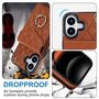 F�r Apple iPhone 17 Crossbody Kunstleder Rhombic Design H�lle Braun