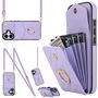 F�r Apple iPhone 17 Crossbody Kunstleder Rhombic Design H�lle Lila