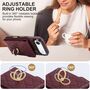 F�r Apple iPhone 17 Air Crossbody Kunstleder Rhombic H�lle Weinrot