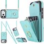 F�r Apple iPhone 17 Pro Crossbody Kunstleder Rhombic H�lle T�rkis