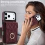 F�r Apple iPhone 17 Pro Crossbody Kunstleder Rhombic H�lle Weinrot