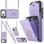 F�r Apple iPhone 17 Pro Crossbody Kunstleder Rhombic H�lle Hell-Lila