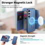 F�r Samsung Galaxy S25 FE 5G MagSafe Kunstleder Wallet H�lle Blau