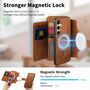 F�r Samsung Galaxy S25 FE 5G MagSafe Kunstleder Wallet H�lle Braun