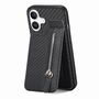 F�r Apple iPhone 17 Carbon Look Vertikal Flip Kunstleder H�lle Schwarz