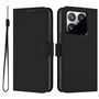 F�r Xiaomi 15T 5G Solid Color Kunstleder Wallet H�lle mit Band Schwarz