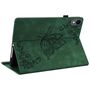 F�r Samsung Galaxy Tab S11 Schmetterling Design Kunstleder Tasche Gr�n