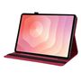 F�r Samsung Galaxy Tab S11 Schmetterling Design Kunstleder Tasche Rot