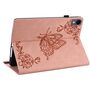 F�r Samsung Galaxy Tab S11 Schmetterling Design Kunstleder Tasche Pink