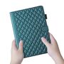 F�r Samsung Galaxy Tab S11 Design Rhombus Kunstleder H�lle Gr�n