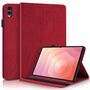 Fr Samsung Galaxy Tab S11 Ultra Baum Design Kunstleder Tasche Rot