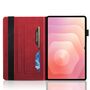 Fr Samsung Galaxy Tab S11 Ultra Baum Design Kunstleder Tasche Rot