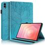 F�r Samsung Galaxy Tab S11 Ultra Baum Design Kunstleder Tasche Blau